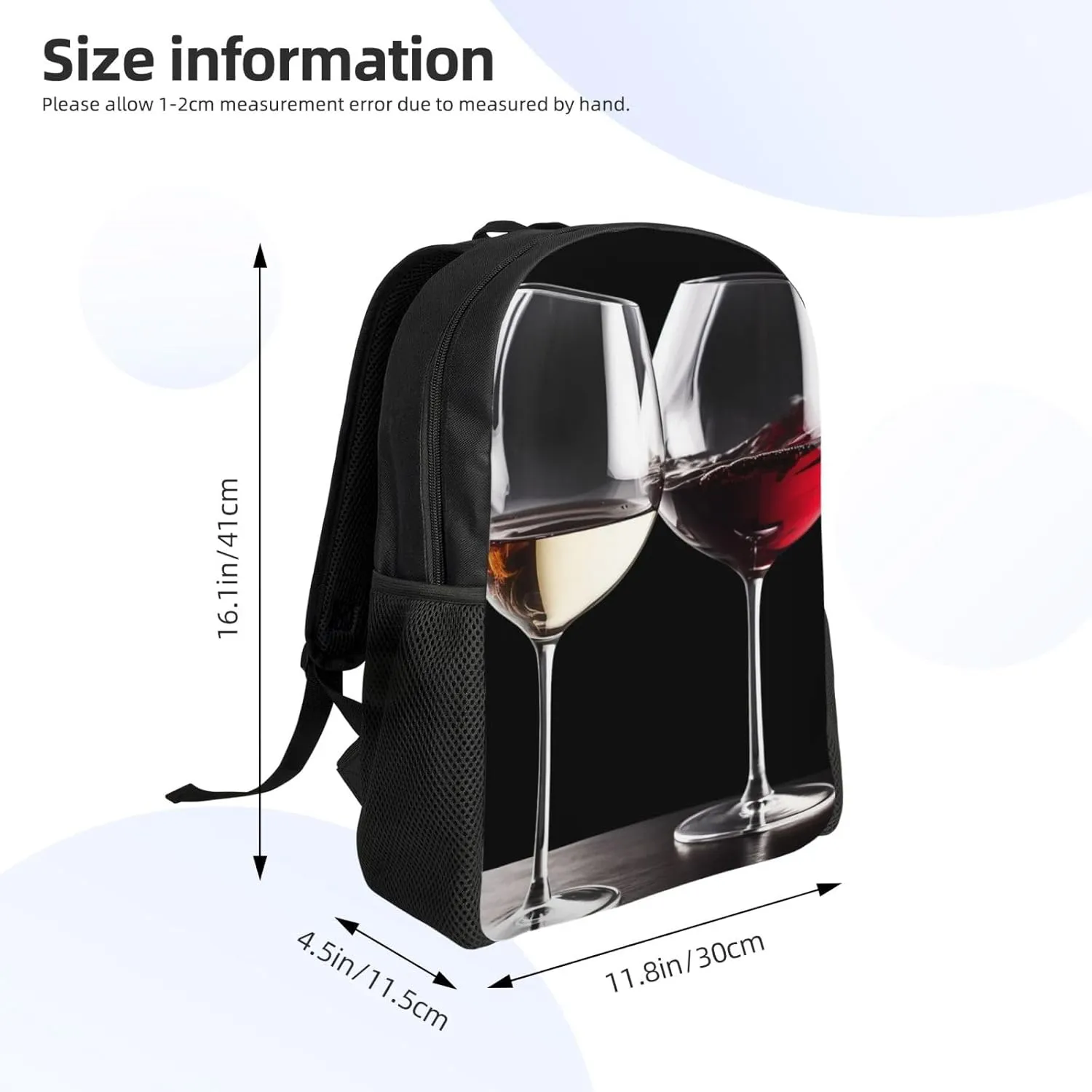 Laptop Backpack for Women Men Carry-on Backpack Red Wine Glasses Daypack Lightweight Travel Shoulder Bags
