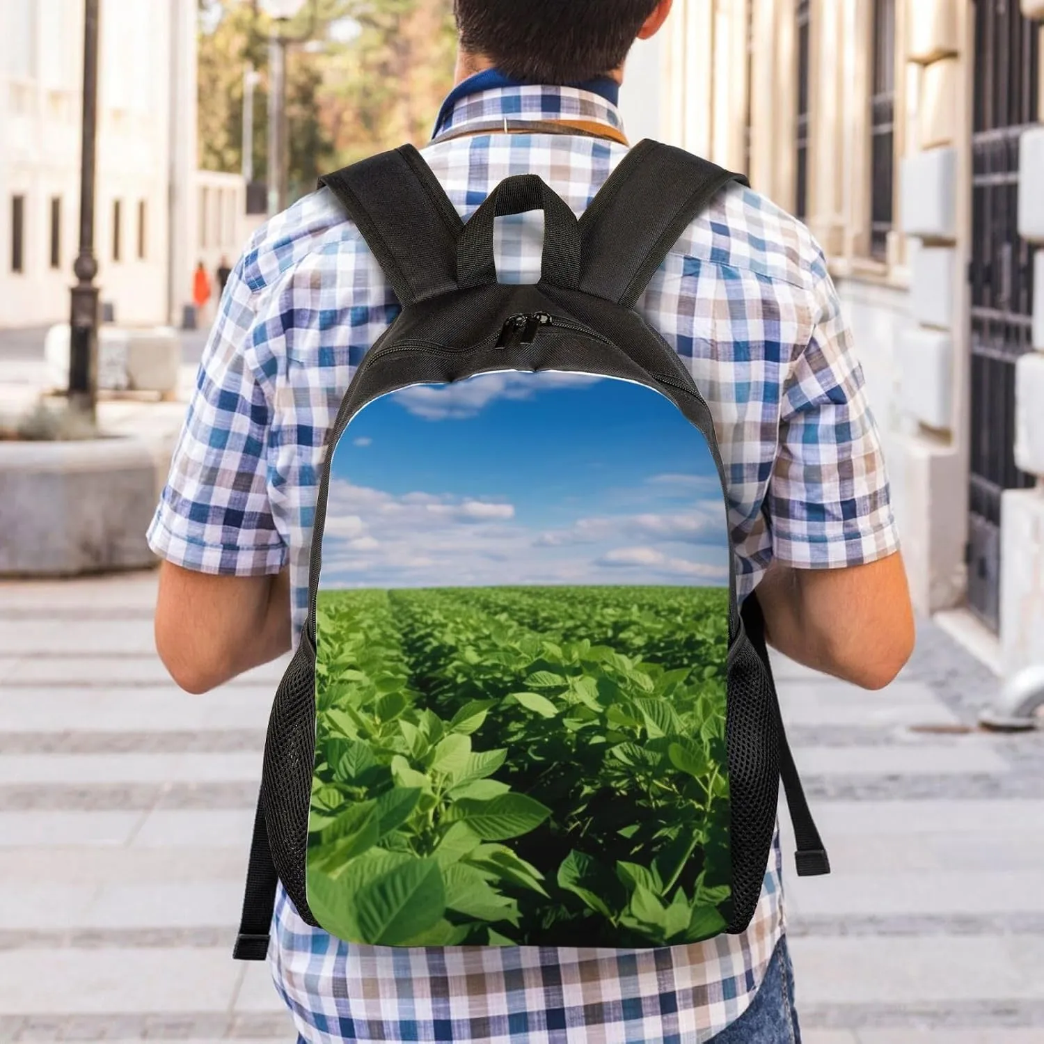 Laptop Backpack for Women Men Carry-on Backpack Soybean Field Daypack Lightweight Travel Shoulder Bags