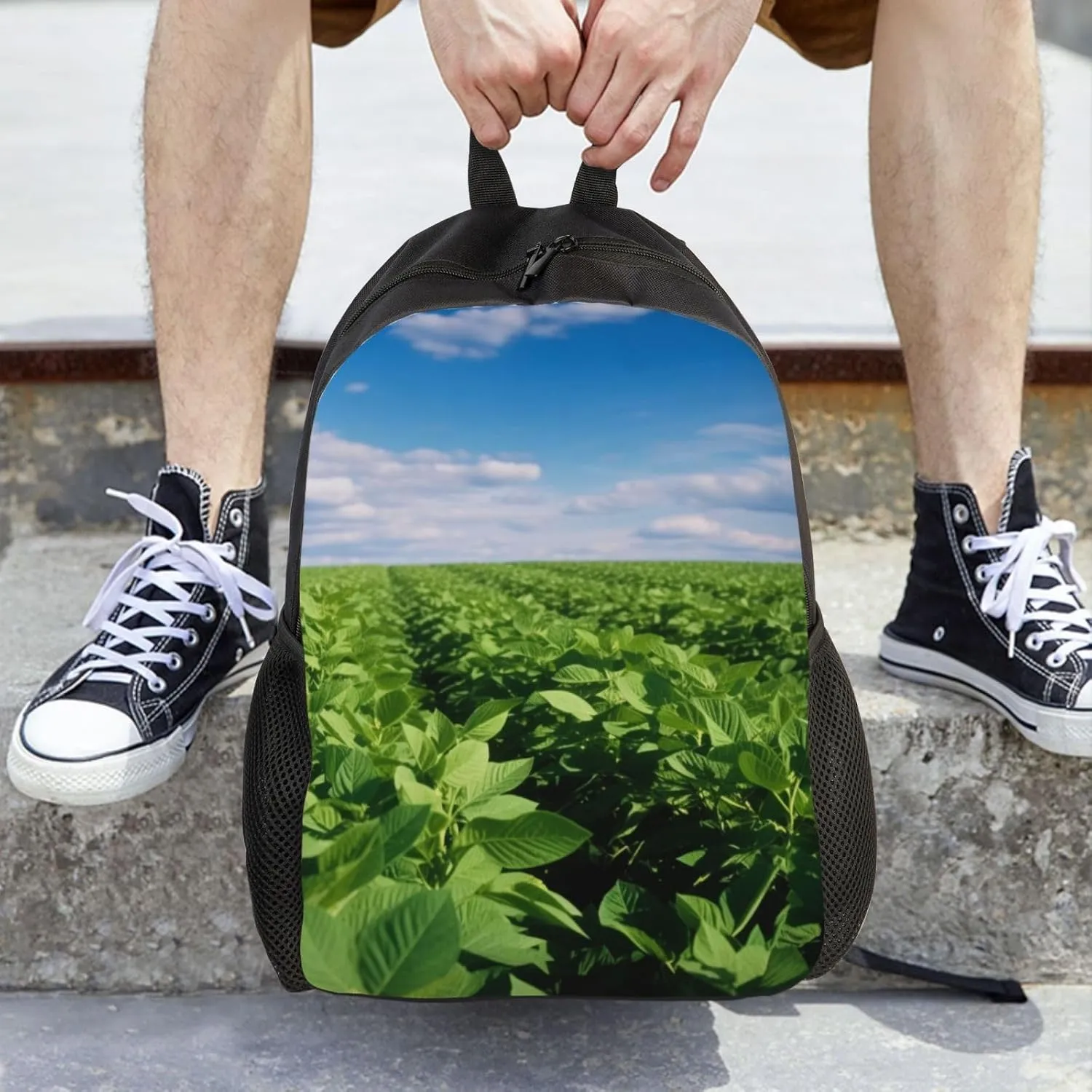 Laptop Backpack for Women Men Carry-on Backpack Soybean Field Daypack Lightweight Travel Shoulder Bags