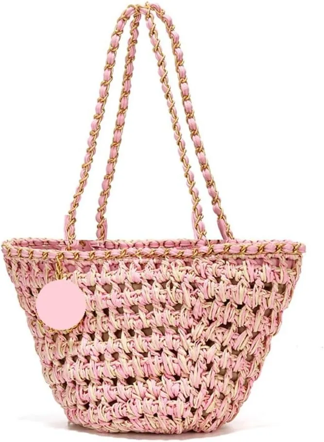 Large capacity Bag Fresh Hollow - out Straw Handbag, Essential for Leisure and Vacation Ladies shoulder Bag