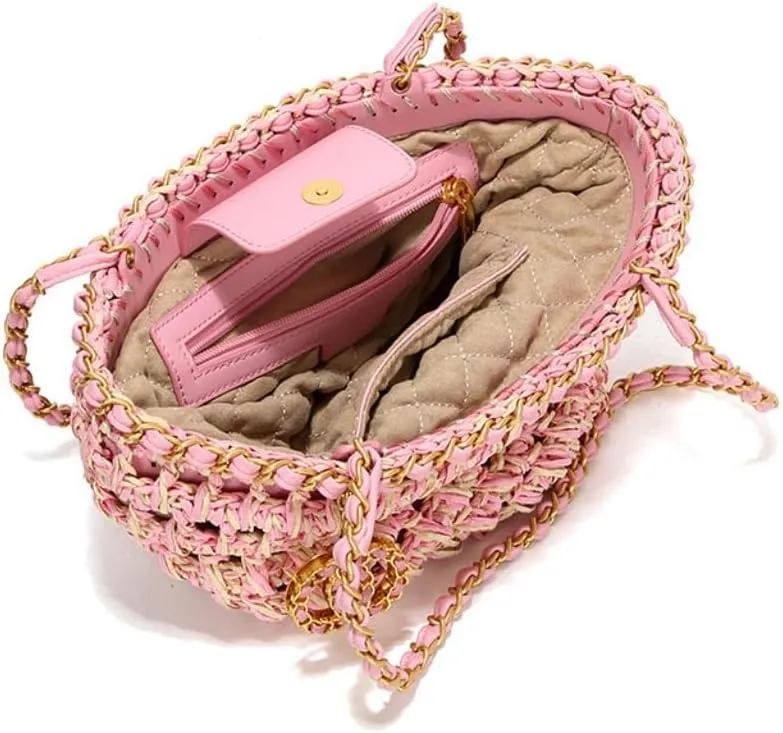 Large capacity Bag Fresh Hollow - out Straw Handbag, Essential for Leisure and Vacation Ladies shoulder Bag