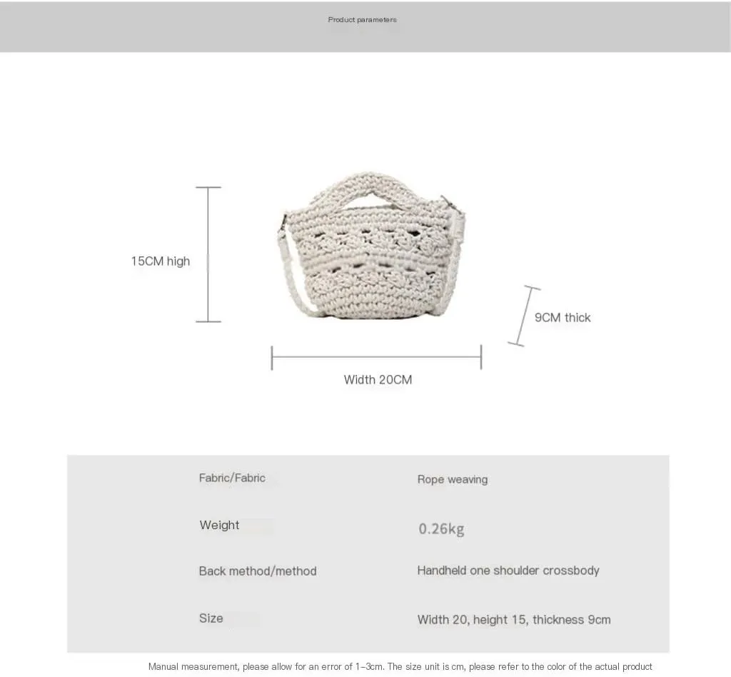 Large capacity Bag Straw Woven Bag Versatile Crossbody Bag Beach Bag Niche One-shoulder Hollow Holiday Bag Ladies shoulder Bag(White)