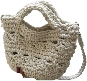 Large capacity Bag Straw Woven Bag Versatile Crossbody Bag Beach Bag Niche One-shoulder Hollow Holiday Bag Ladies shoulder Bag(White)