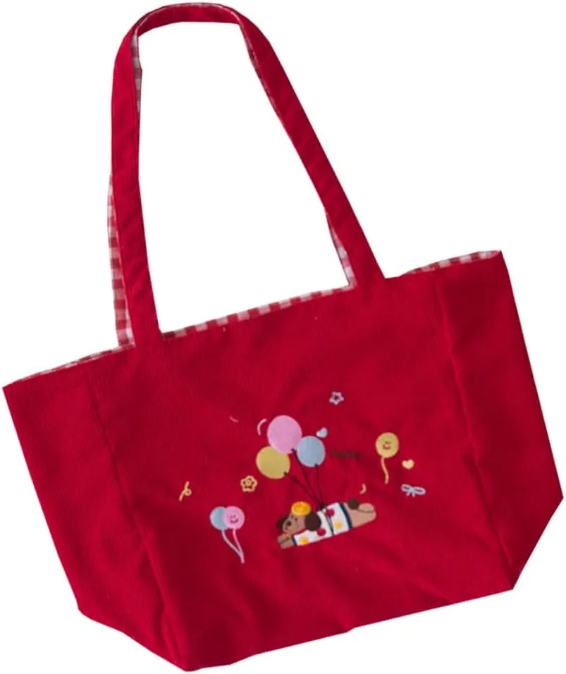 Large Capacity Casual Shoulder Bag For Students Practical Handbag Travel Satchle Embroidery Top Handle Bags
