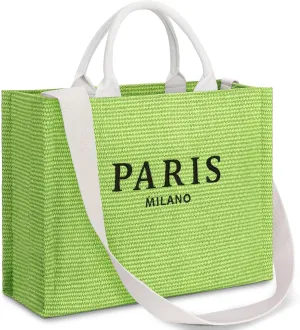 Large Tote Bag for Women Vegan Leather Woven Bag Top-handle Shoulder Crossbody Tote Bag for Work Travel