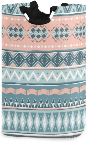 Laundry Basket Laundry Hamper Large Collapsible Bag Waterproof Clothes Basket Laundry with Handle Upright Well Dirty Holder for Clothes Toys in Bedroom Dorm Nursery Boho Blue