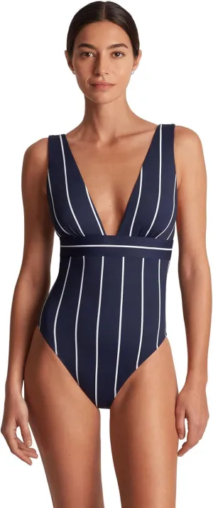 Lauren Ralph Lauren Women's Villa Stripe V-Neck One-Piece