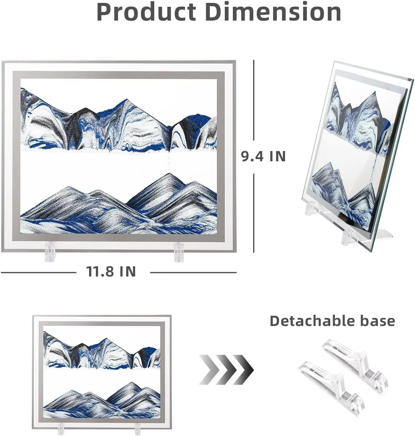 LCDOCLAK Moving Sand Art Picture (12 * 10 in),3D Hourglass Deep Sea Sandscape,3D Desktop Art for Home Office Decoration