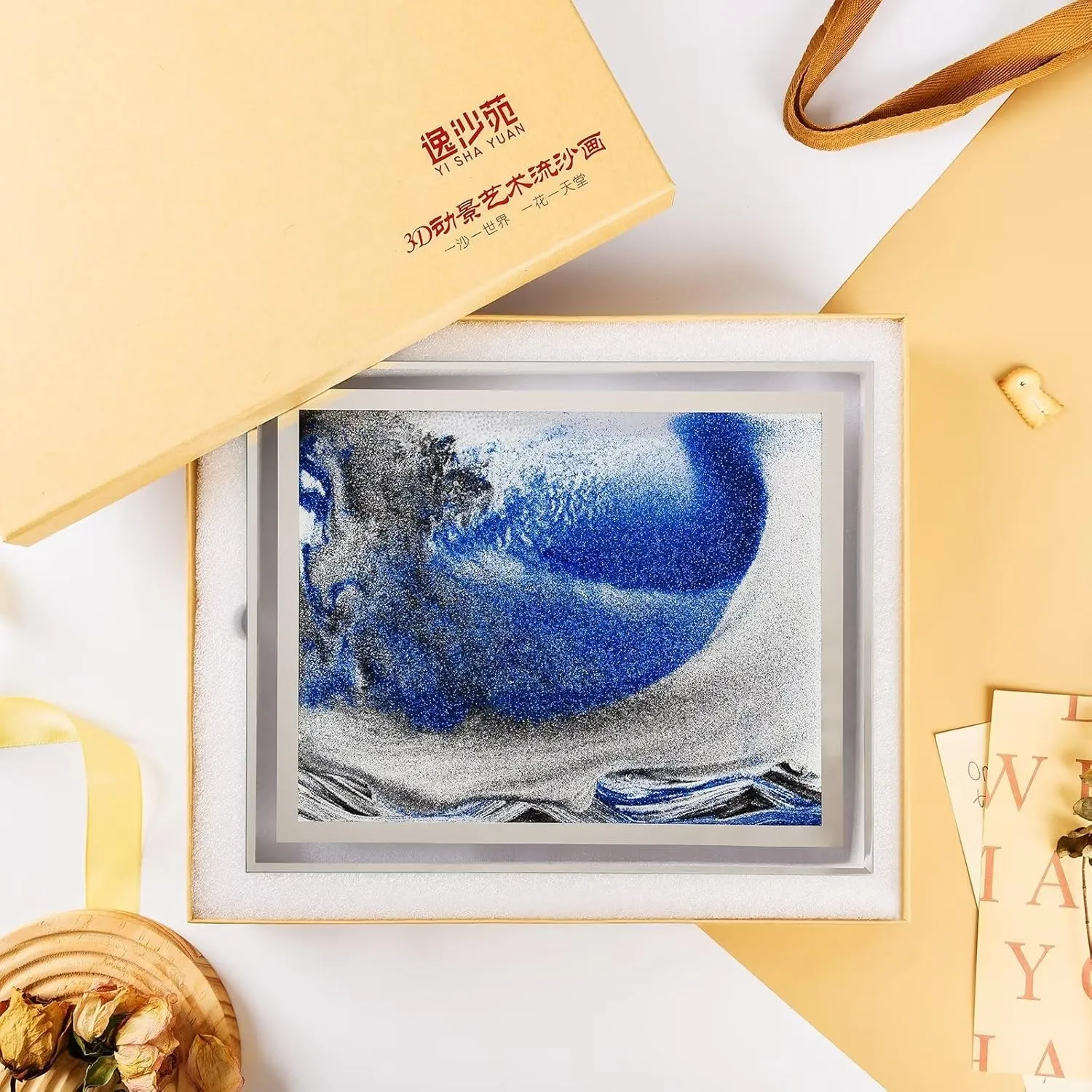 LCDOCLAK Moving Sand Art Picture (12 * 10 in),3D Hourglass Deep Sea Sandscape,3D Desktop Art for Home Office Decoration