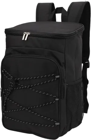 Leak Proof Insulated Backpack Oxford Cloth Insulated Backpack, Oxford Cloth Cooler Backpack with Side Pockets for Camping, Black Large Capacity Chest Buckle Straps