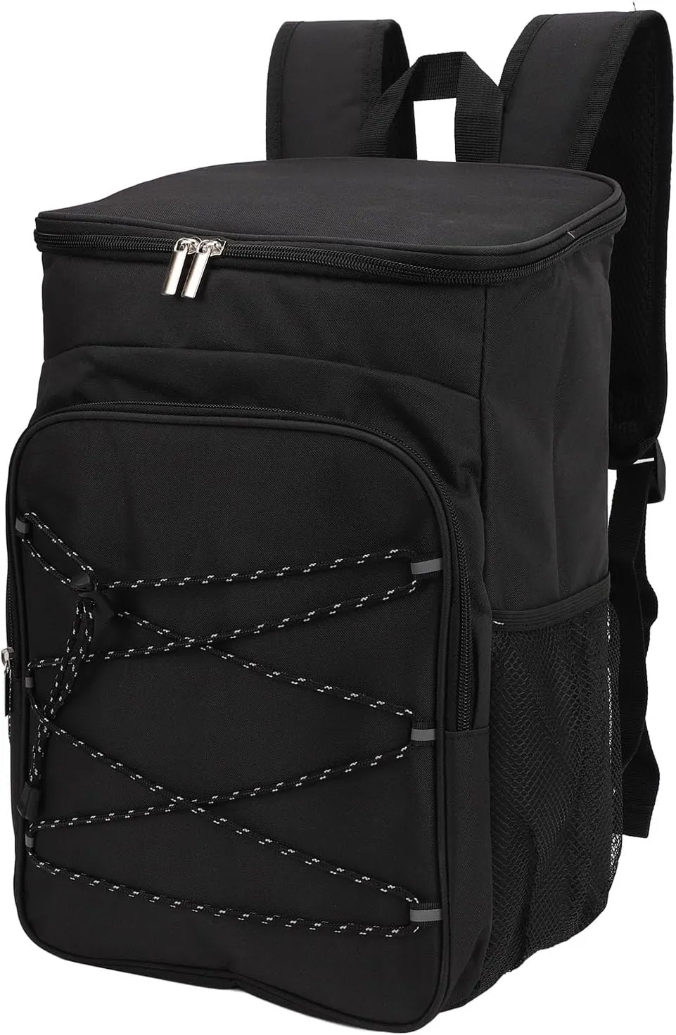 Leak Proof Insulated Backpack Oxford Cloth Insulated Backpack, Oxford Cloth Cooler Backpack with Side Pockets for Camping, Black Large Capacity Chest Buckle Straps