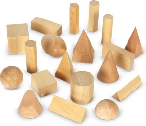 Learning Resources LER4298 Wood Geometric Solids, Set Of 19