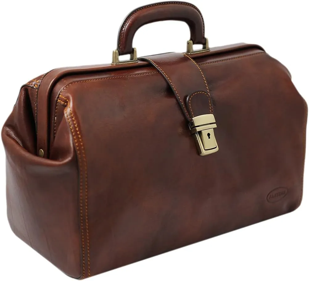 Leather Doctor Bag, Italian Leather Medical Bag, Genuine Leather Doctor Handbag