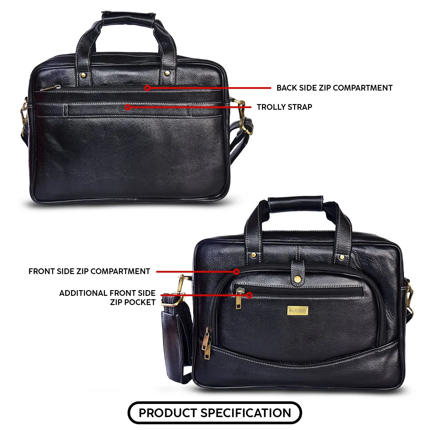 Leather Laptop Bag 36810 (BLACK)