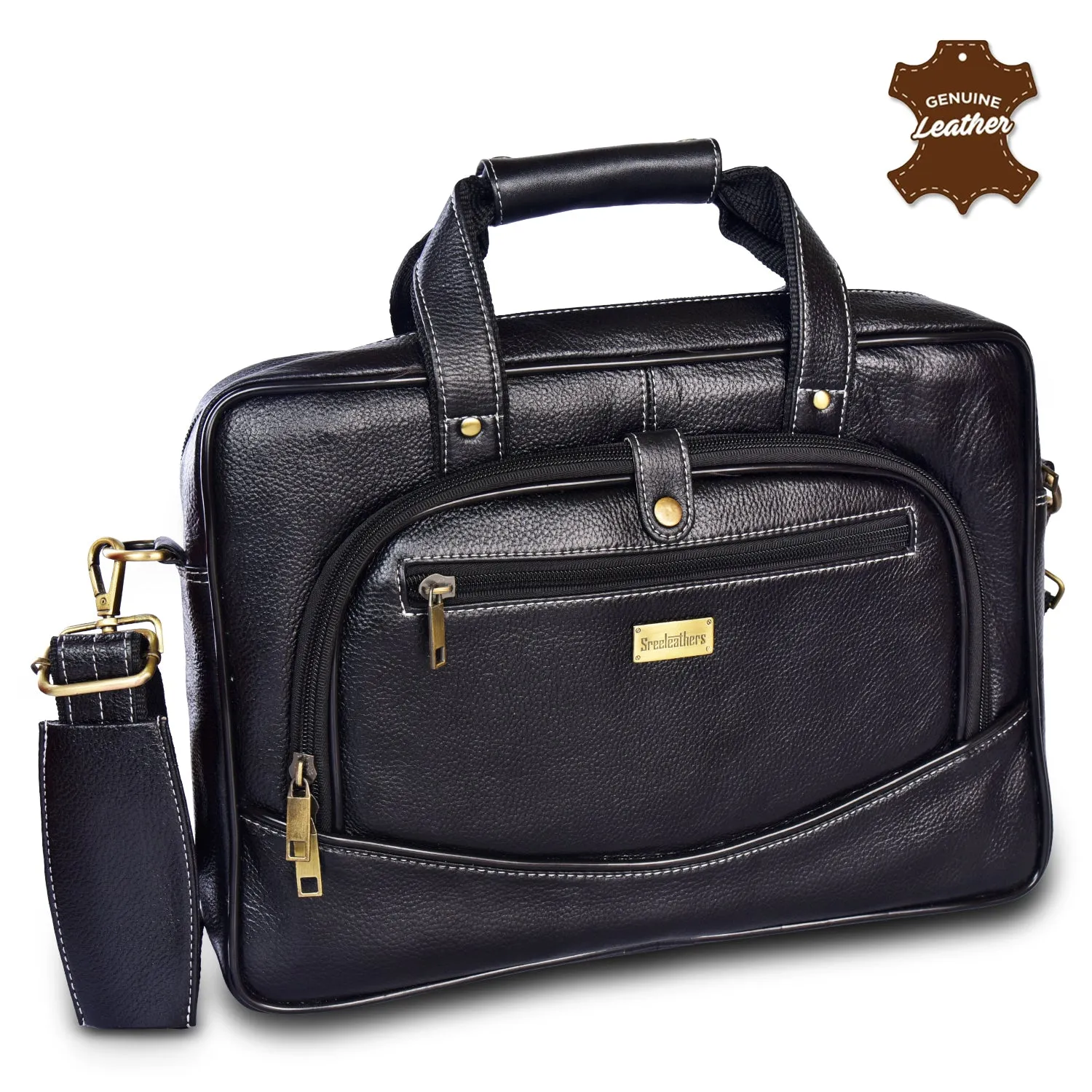 Leather Laptop Bag 36810 (BLACK)