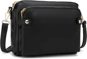 Leather Waterproof Medium Crossbody Bags - Trendy Triple Zip Women's Handbags