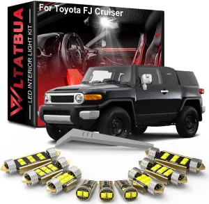 LED Interior Light Kit Package Replacement for Toyota FJ Cruiser 2006 2007 2008 2009 2010 2011 2012 2013 2014 2015, Super Bright 6000K White License Plate Bulbs   Install Tool