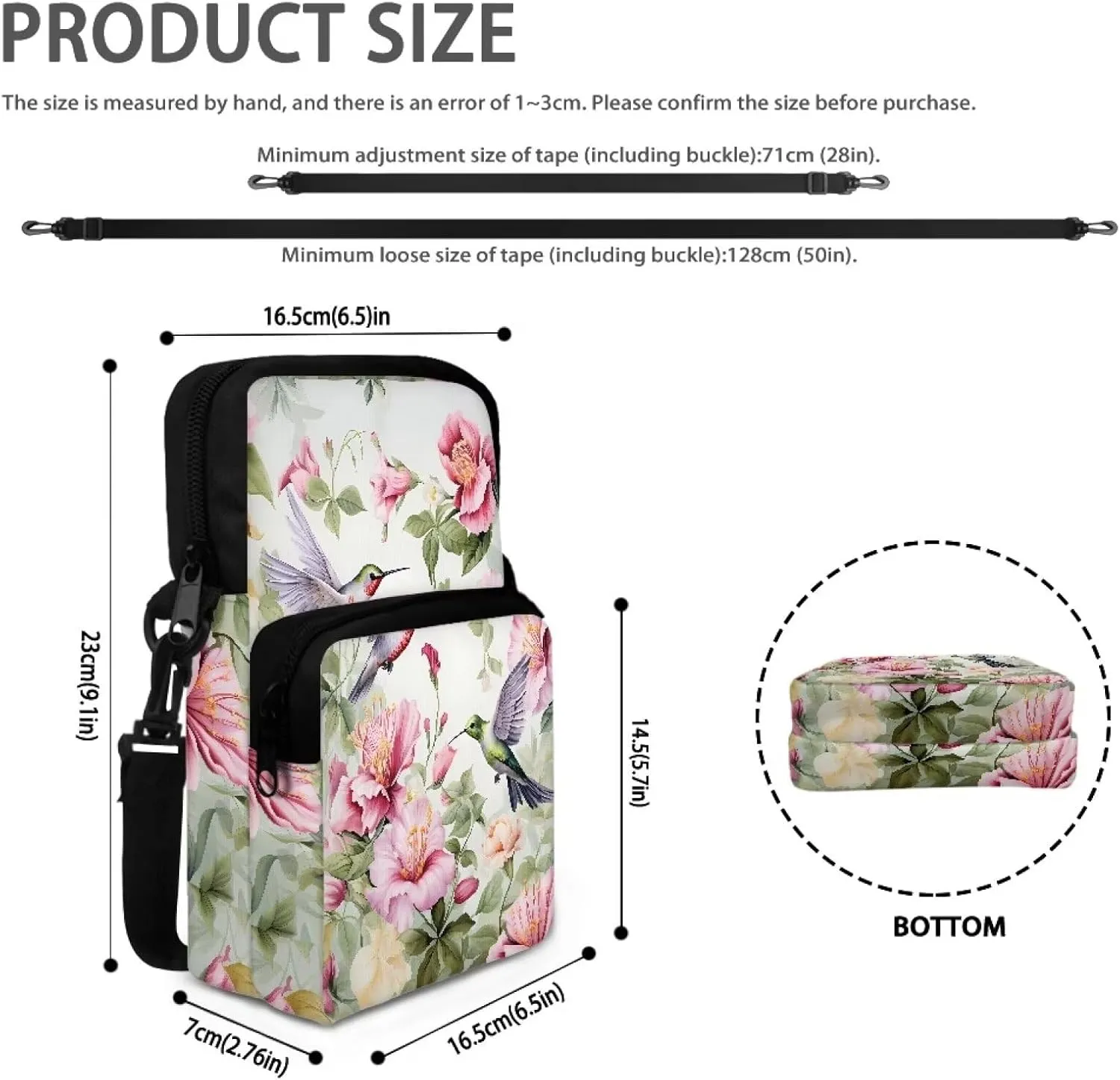 LedBack Fashion Cossbody Messenger Bag Double Clip Crossbody Bag Handbag Purse Shoulder Bag Pretty Gift