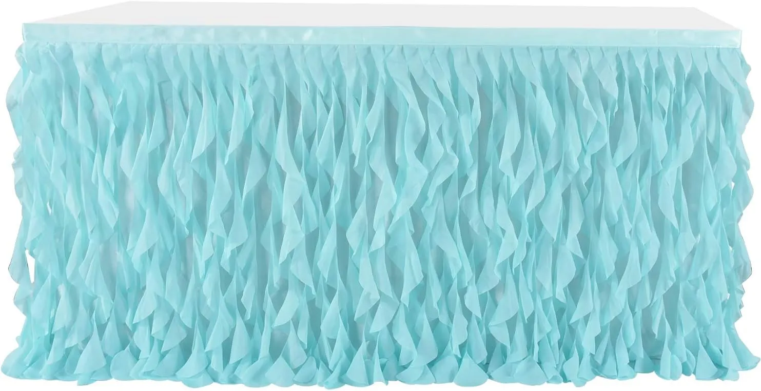 leegleri 14ft Mint Green Tutu Table Skirt.Tulle Table Skirt for Rectangle&Round Tables,Tutu Ruffle Tablecloth for Mermaid Party,Baby Shower Decoration,Gender Reveal,Under The Sea Decorations