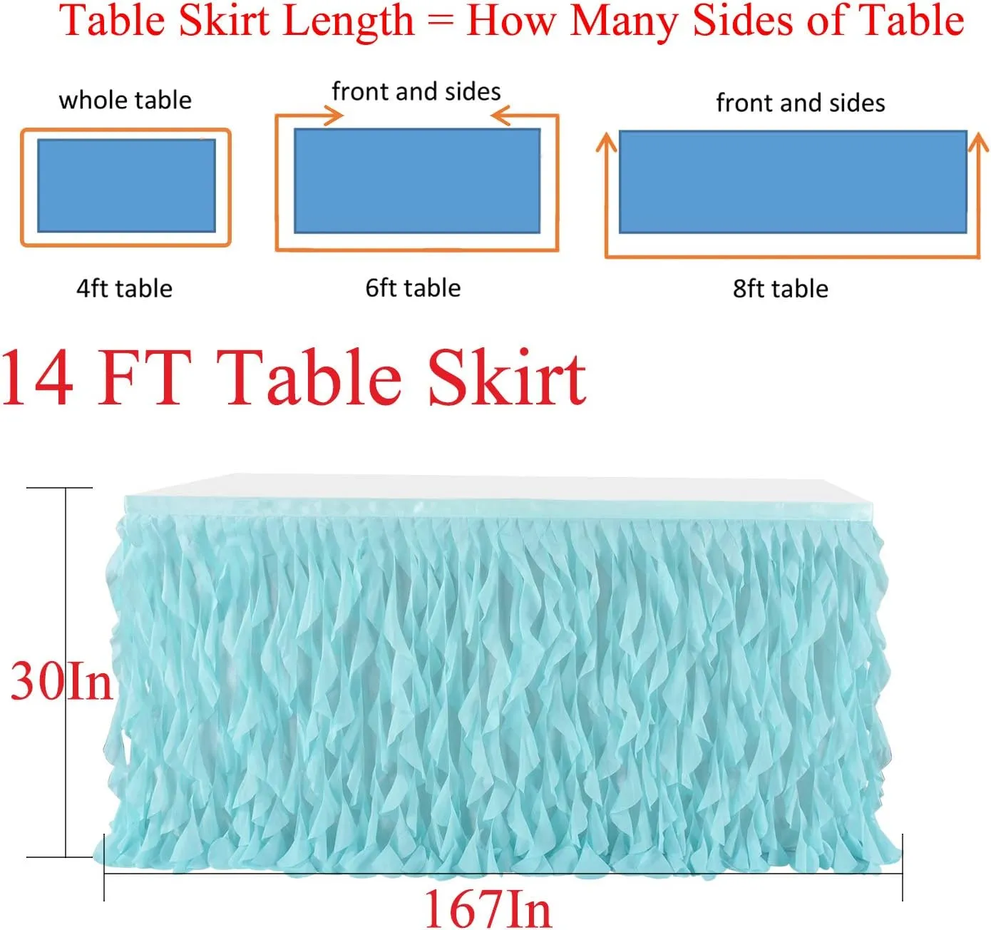 leegleri 14ft Mint Green Tutu Table Skirt.Tulle Table Skirt for Rectangle&Round Tables,Tutu Ruffle Tablecloth for Mermaid Party,Baby Shower Decoration,Gender Reveal,Under The Sea Decorations