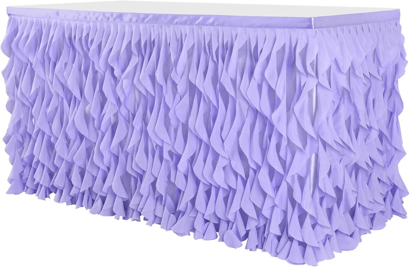 leegleri 9FT Lavender Purple Curly Willow Tulle Tutu Table Skirt for Rectangle or Round Table,Ruffle Table Skirts for Mermaid Party Baby Shower Decoration(9ft Table Skirt)