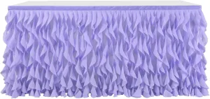 leegleri 9FT Lavender Purple Curly Willow Tulle Tutu Table Skirt for Rectangle or Round Table,Ruffle Table Skirts for Mermaid Party Baby Shower Decoration(9ft Table Skirt)