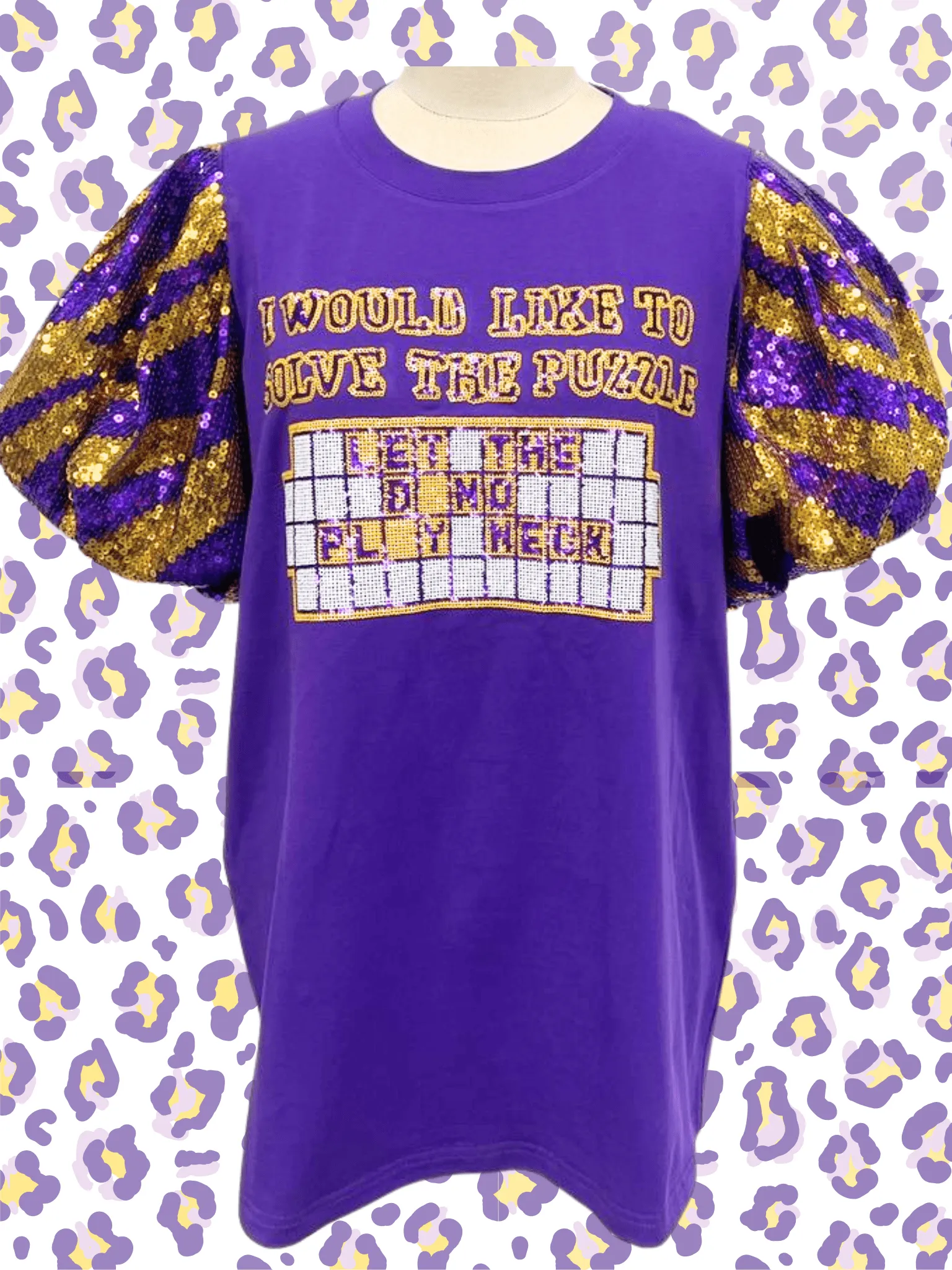Let The Band Play Neck Purple Sequin Tiger Top