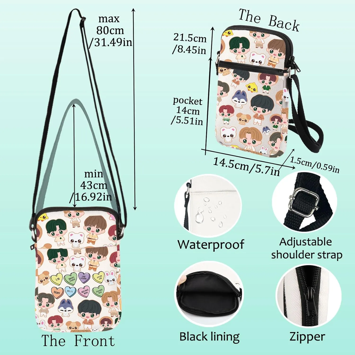 LEVLO SKZ Crossbody Bag SKZ Animal Fans Gift K-POP Cartoon Member Shoulder Bag K-POP Merchandise