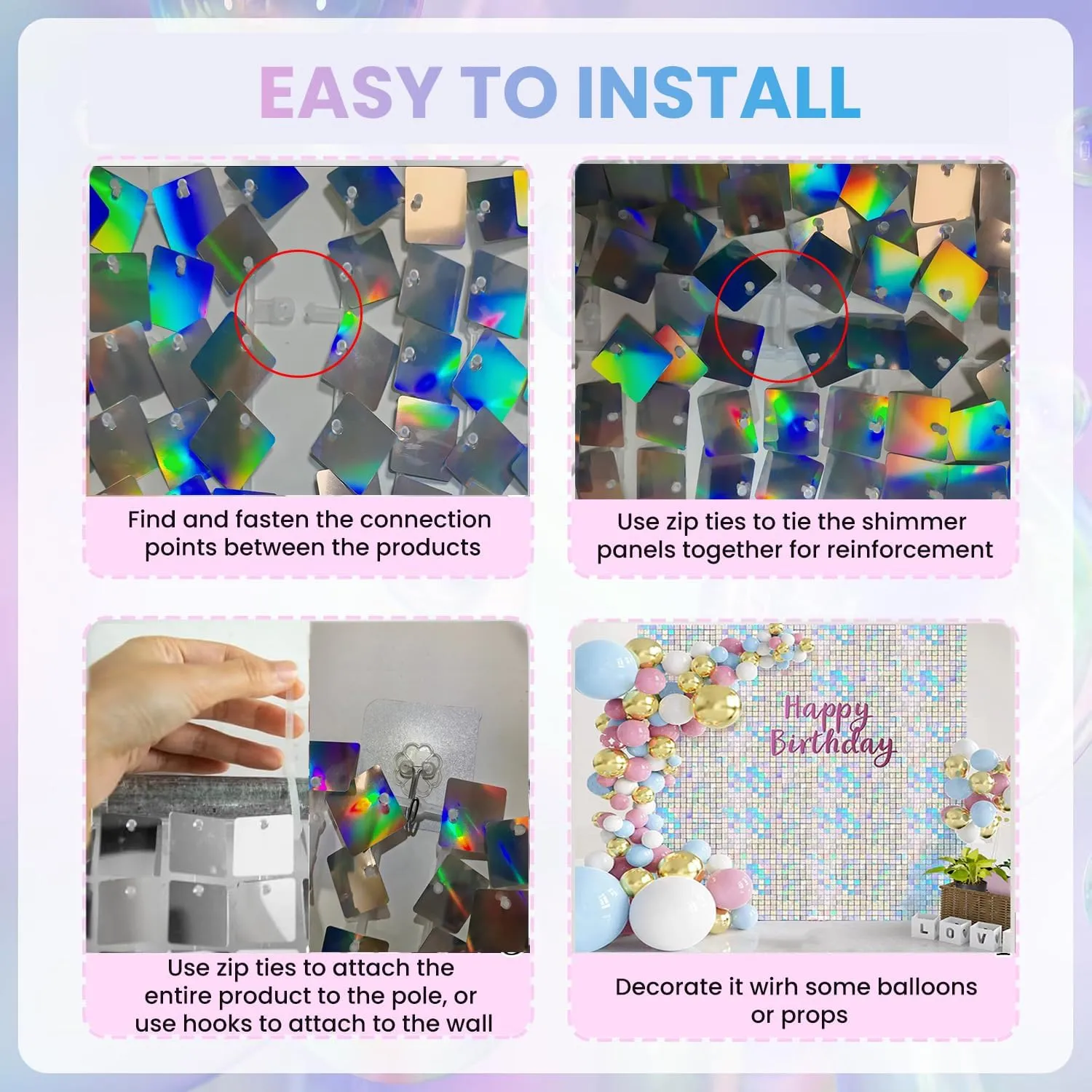 Light Blue Shimmer Wall Backdrop Panels, 12 PCS Square Glitter Sequin Backdrop, Shimmer Wall for Birthday, Anniversary, Wedding, Graduation, Disco, Bachelorette House Party Decoration