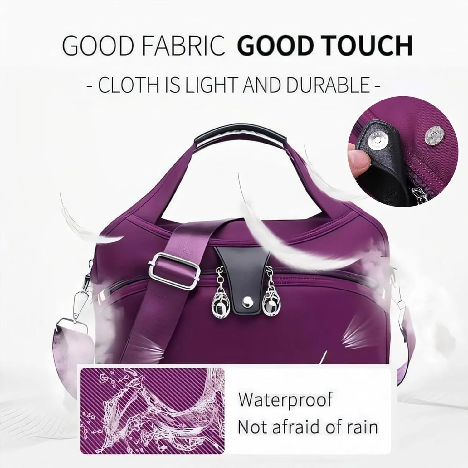 Lightweight Anti Theft Handbag, Fashion Waterproof Oxford Cloth Satchel, Zipper Multi-Layer (Light Gray)