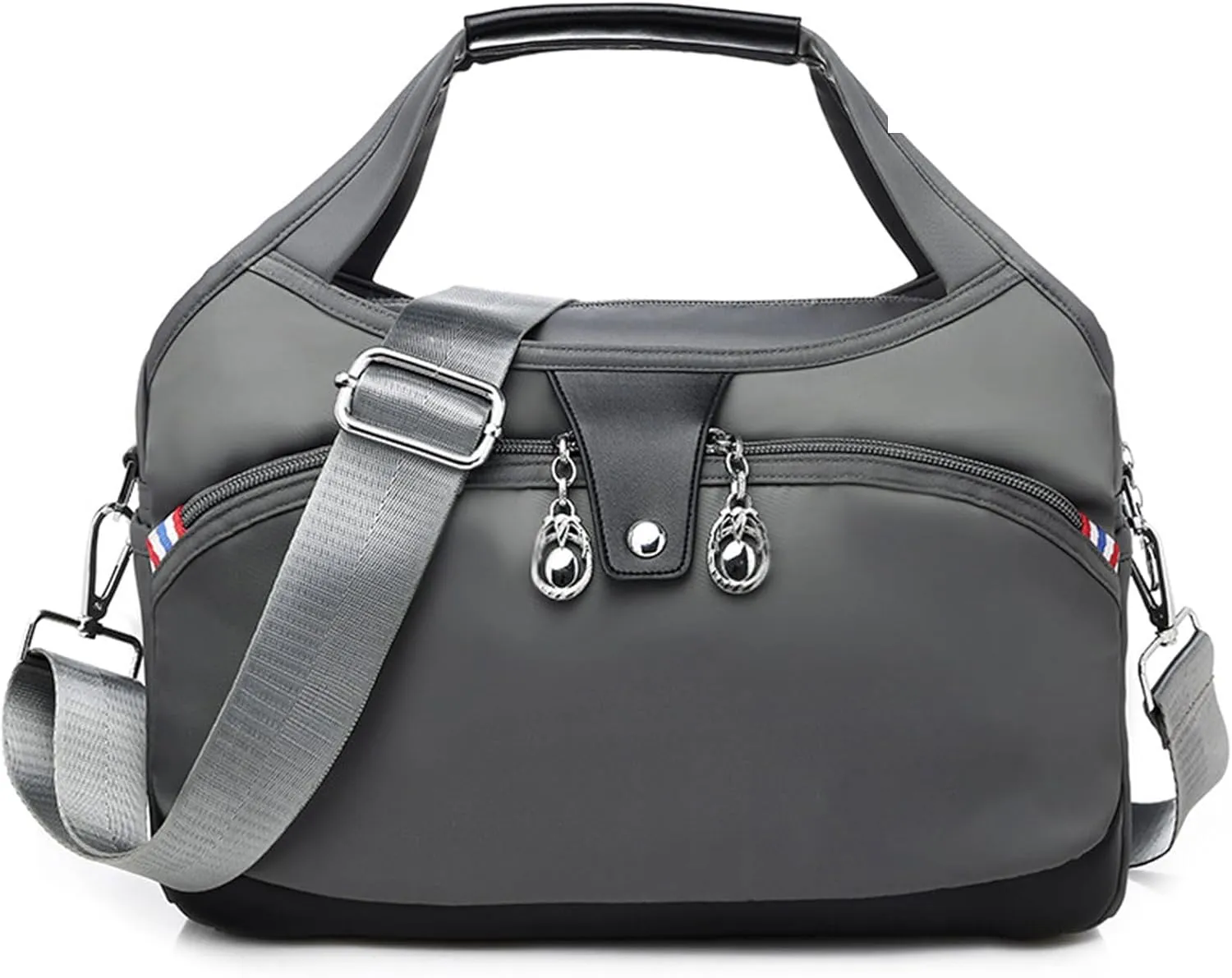 Lightweight Anti Theft Handbag, Fashion Waterproof Oxford Cloth Satchel, Zipper Multi-Layer (Light Gray)