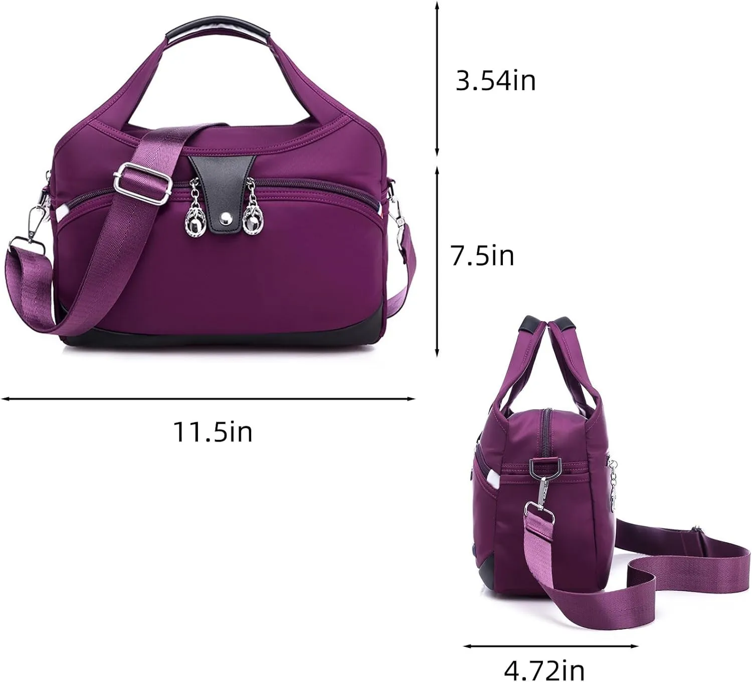Lightweight Anti Theft Handbag, Fashion Waterproof Oxford Cloth Satchel, Zipper Multi-Layer (Light Gray)