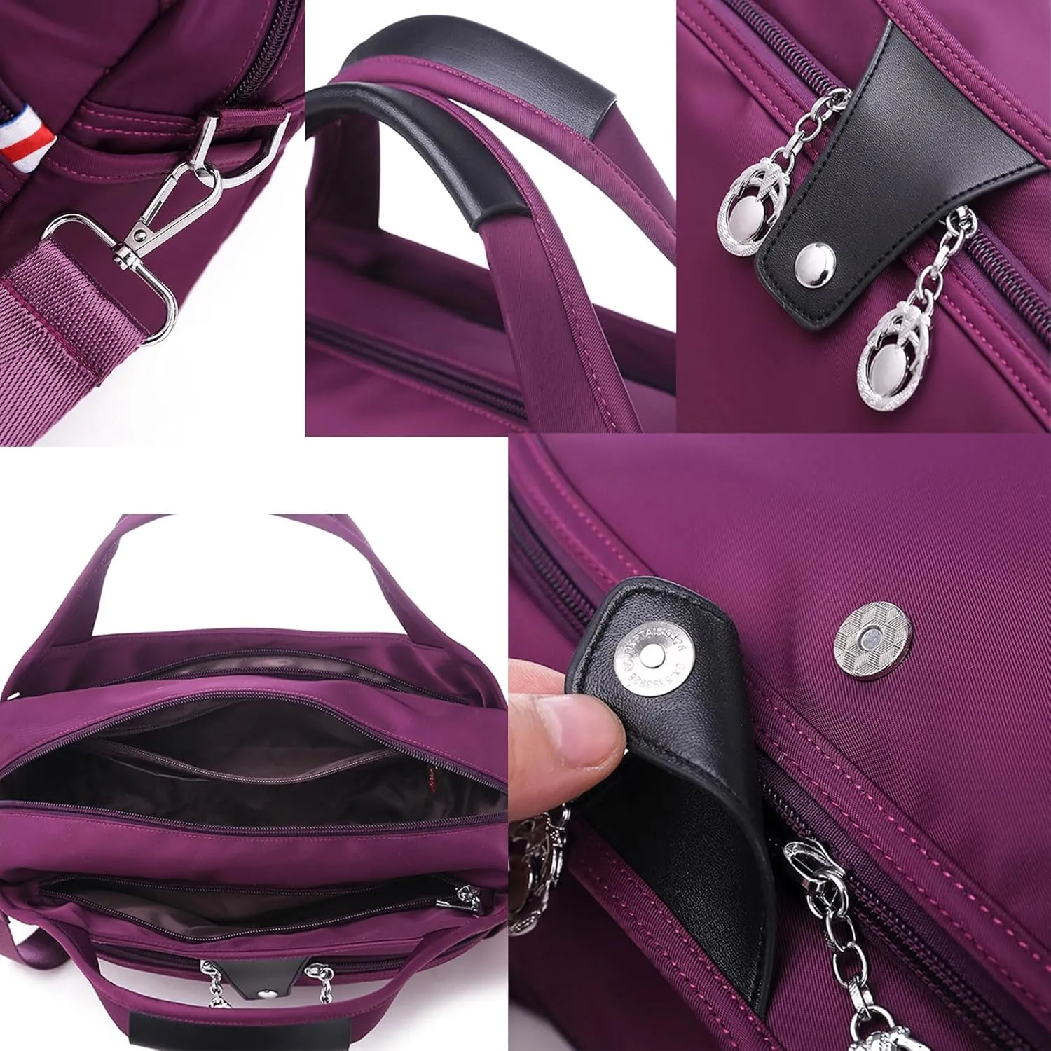 Lightweight Anti Theft Handbag, Fashion Waterproof Oxford Cloth Satchel, Zipper Multi-Layer (Light Gray)