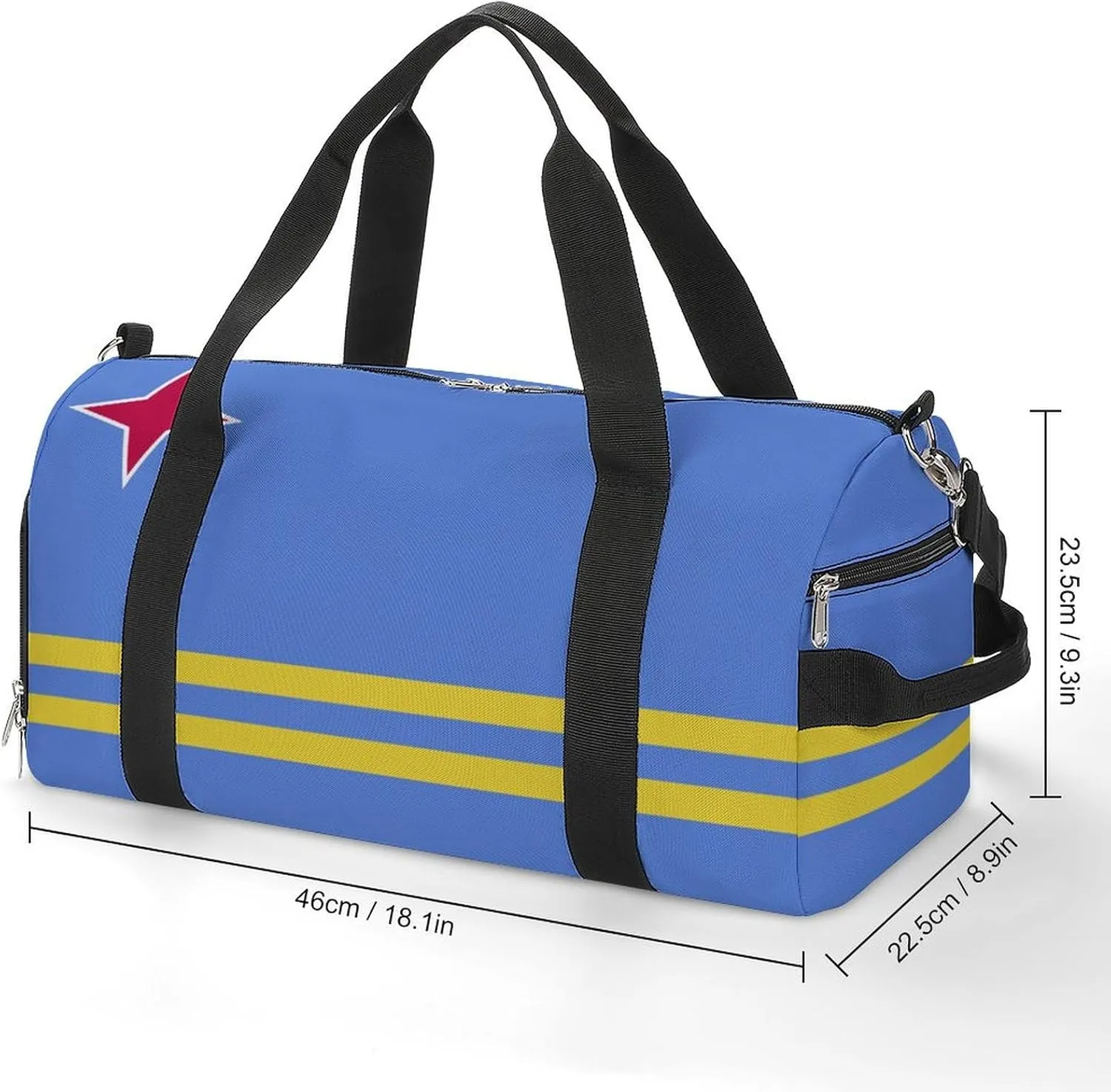 Lightweight Aruba Flag Duffel Bag for Women Men with Shoe Compartment and Wet Pocket