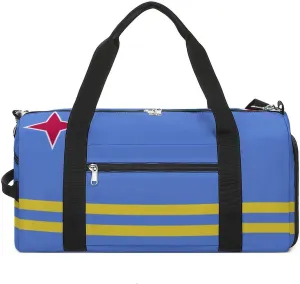 Lightweight Aruba Flag Duffel Bag for Women Men with Shoe Compartment and Wet Pocket