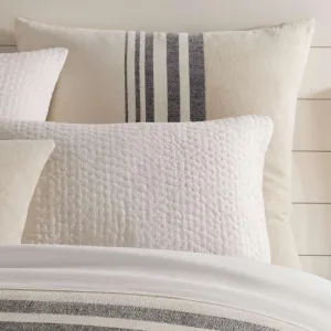 Linen Chenille Stripe Duvet Sham, King Size, Neutral/Black Stripe Pattern
