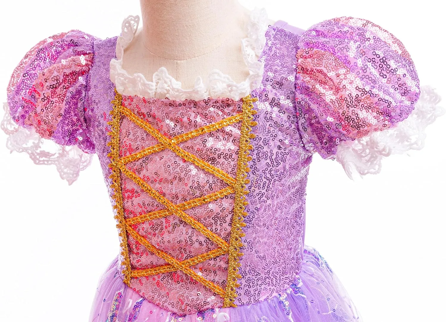 Lingway Toys Girls Princess Dress Up Costume, Rapunzel Cosplay Dress, Light Up Girls Halloween Snow Queen Princess Dress