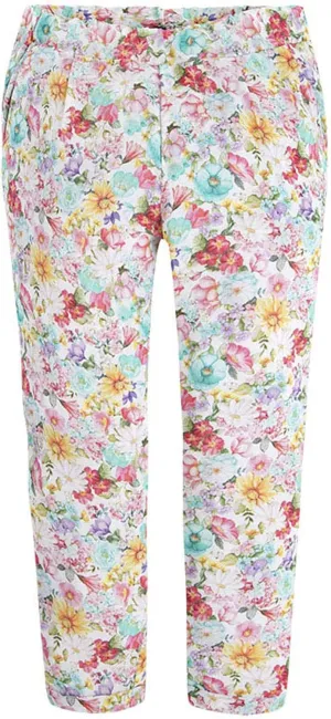 Little Girls 2-9 Aqua-Blue Floral Print Woven Pants