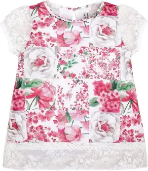 Little Girls 2T-9 Floral Print Lace-Sleeve Blouse Shirt/Top