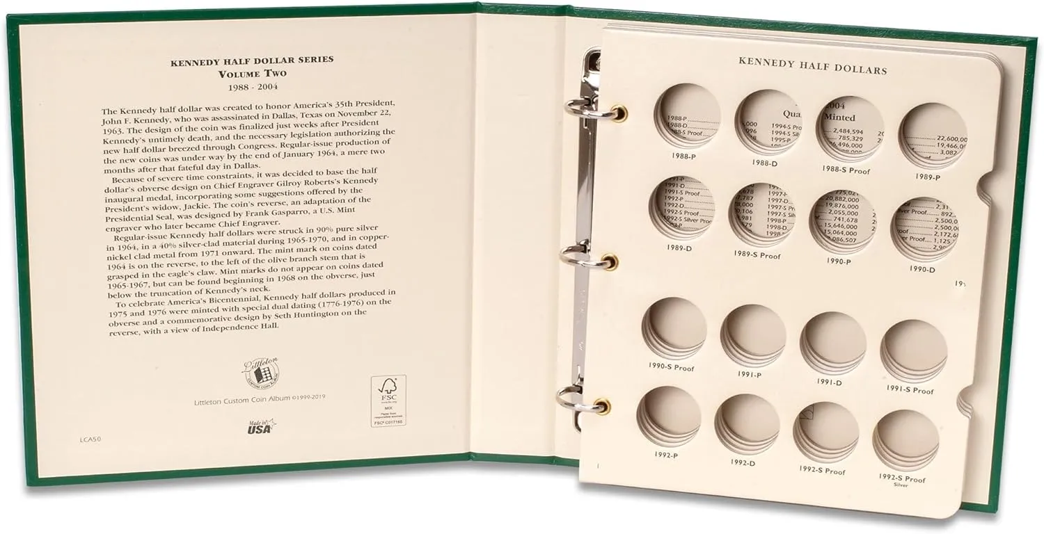Littleton Coin Company 1988-2004 Kennedy Half Dollar Album, Volume 2