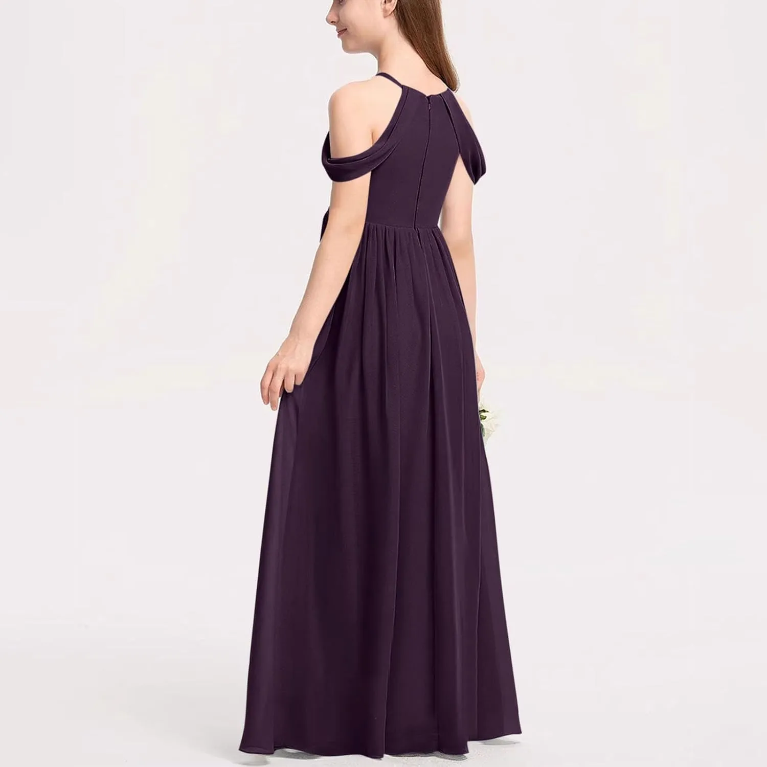 Lmdudan 2025 Off Shoulder Bridesmaid Dresses Girl Dress Formal Dress Teen Girls Wedding A-line Chiffon Party Dresses 3-14Y