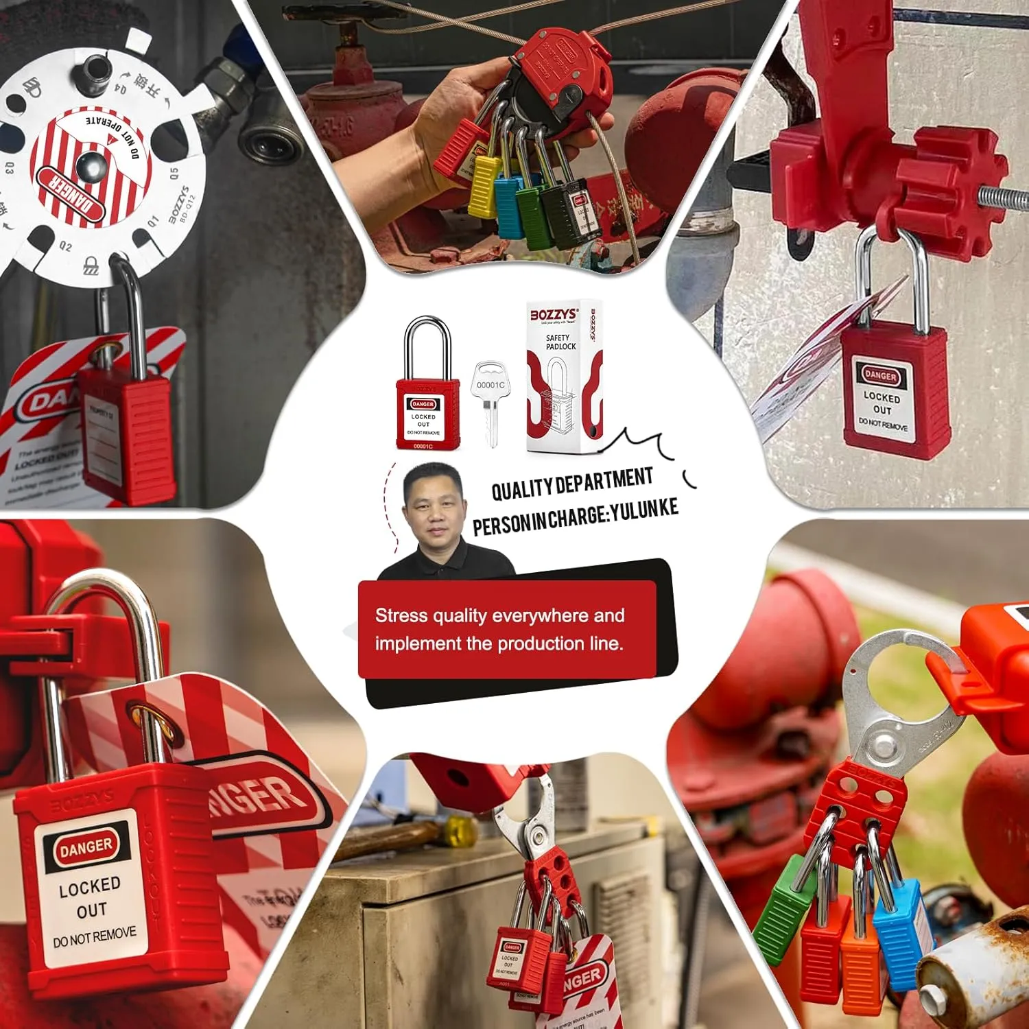 Lockout Tagout Padlocks - 6 Same Keys Safety Padlock, Keyed Alike, Black LOTO Locks for Industrial Kit (BD-GT05KA-6PCS 6 Keys)