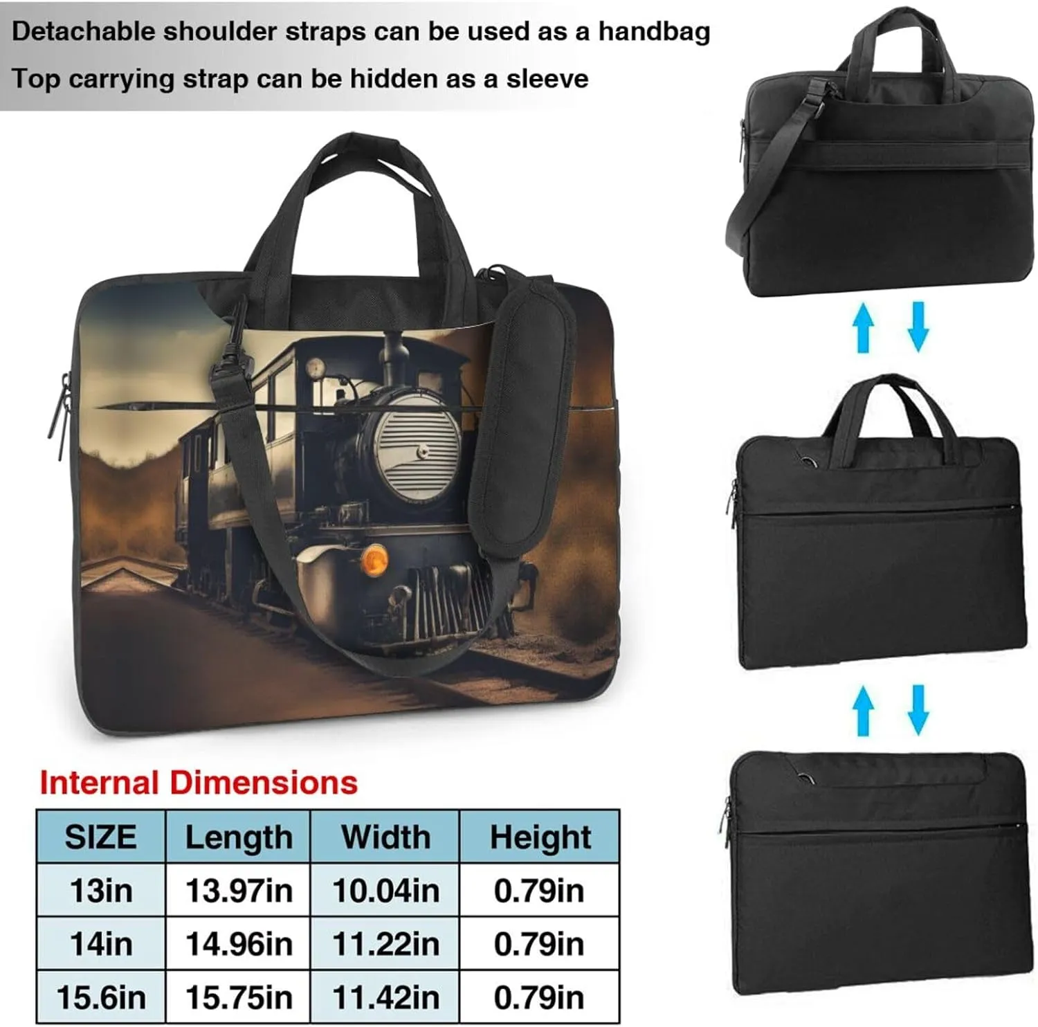 locomotive Print Laptop Case and Computer Bag - Versatile Laptop Bag for Men Laptop Shoulder Bag