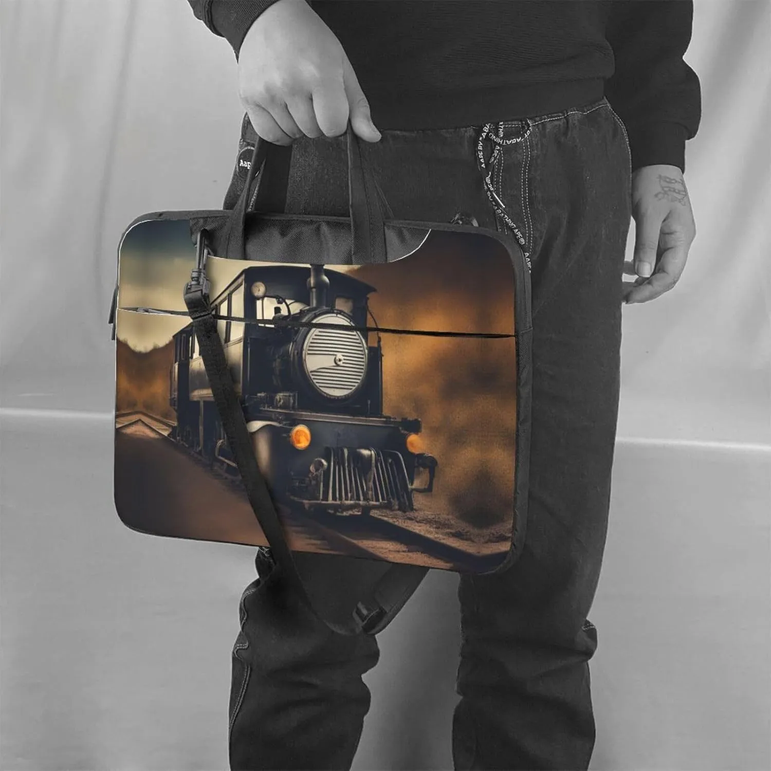 locomotive Print Laptop Case and Computer Bag - Versatile Laptop Bag for Men Laptop Shoulder Bag