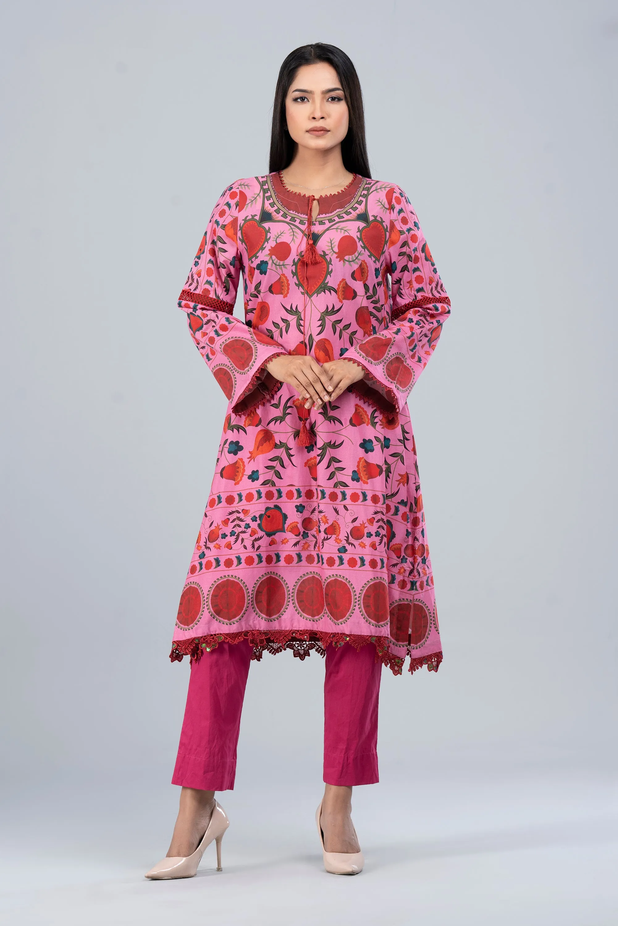 Long-Length Smart Fit Printed Lawn Kurta - One Piece