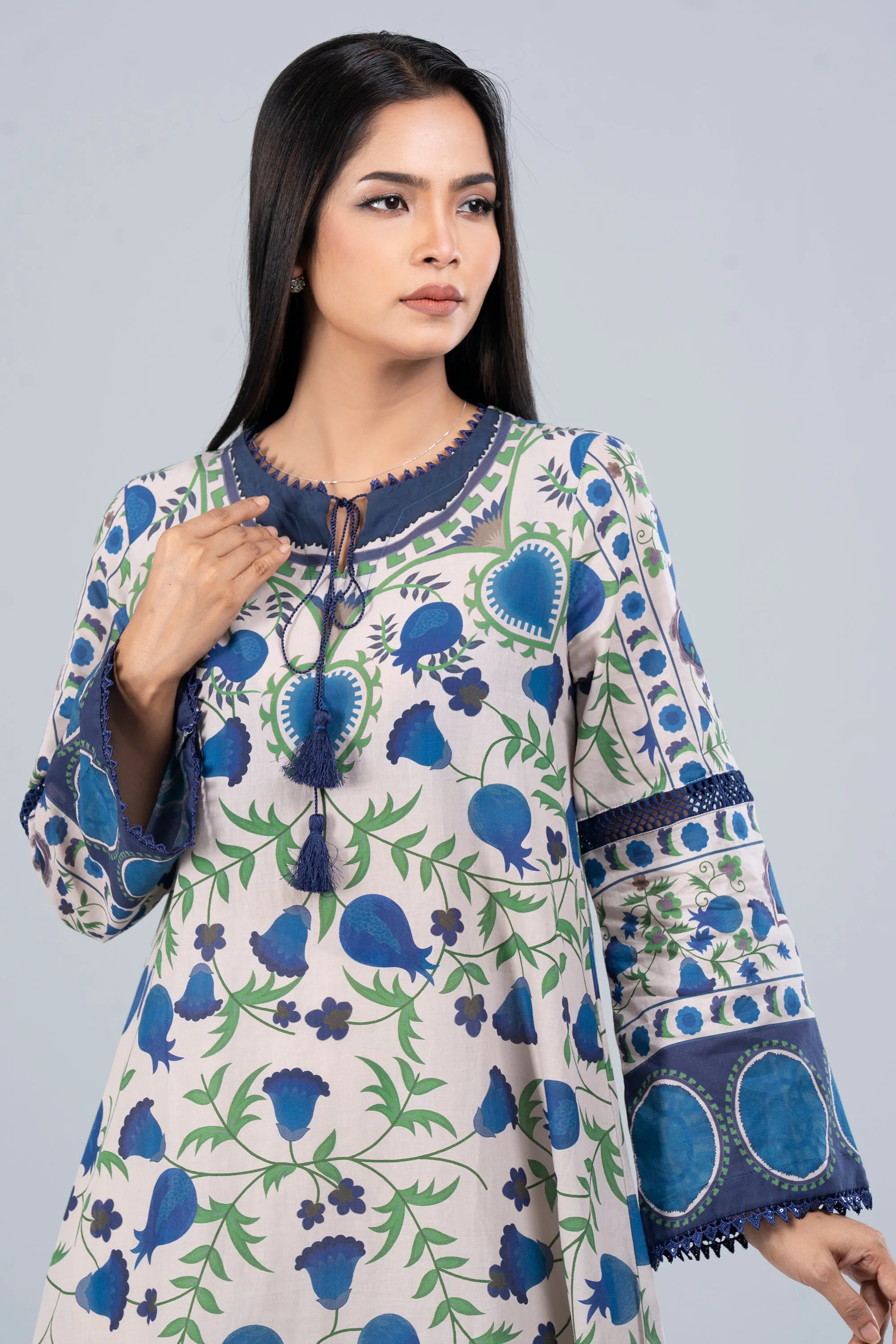 Long-Length Smart Fit Printed Lawn Kurta - One Piece