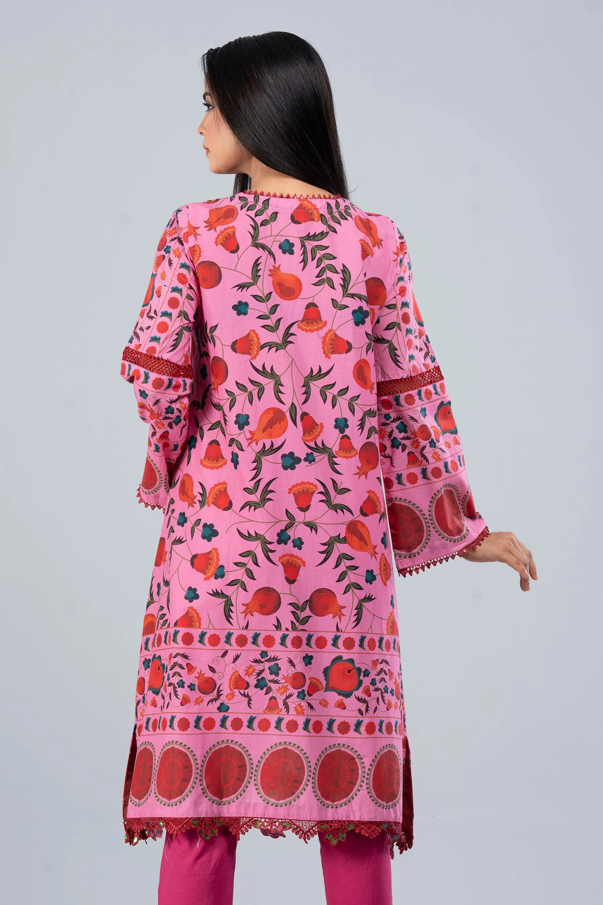 Long-Length Smart Fit Printed Lawn Kurta - One Piece