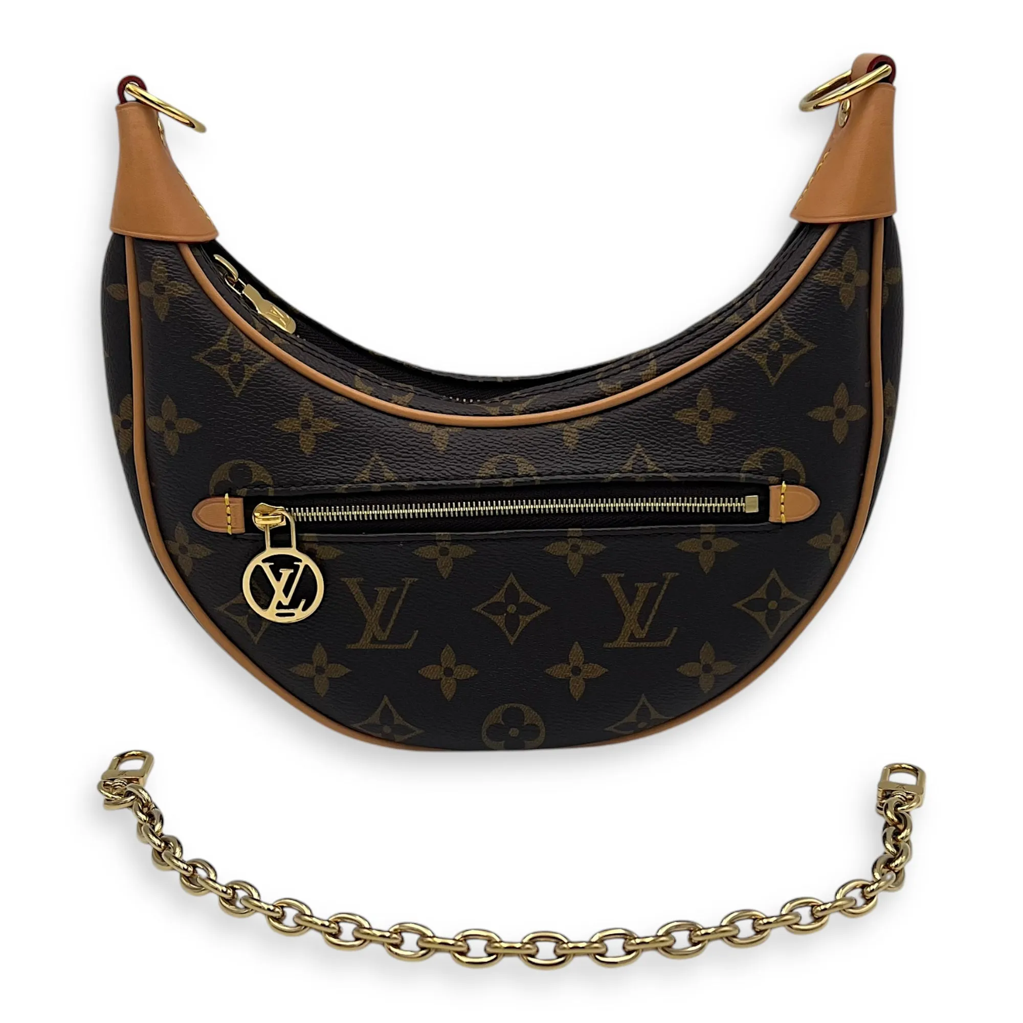 Loop Shoulder Bag Brown in Monogram Coated Canvas, Gold hardware
