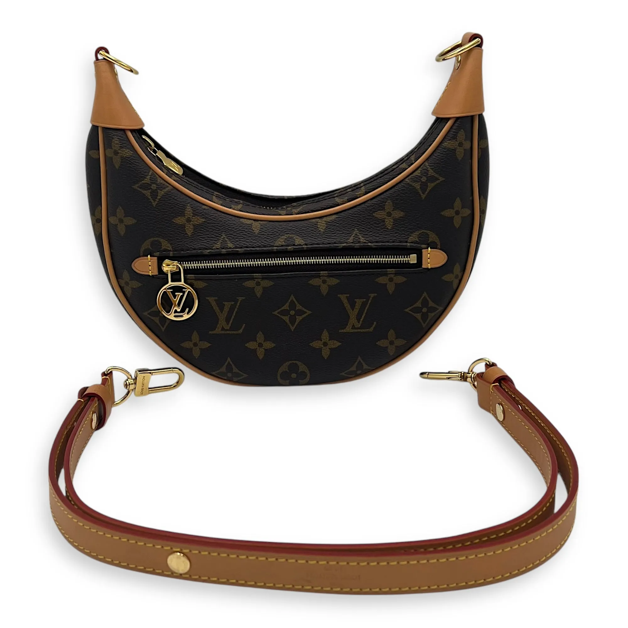 Loop Shoulder Bag Brown in Monogram Coated Canvas, Gold hardware