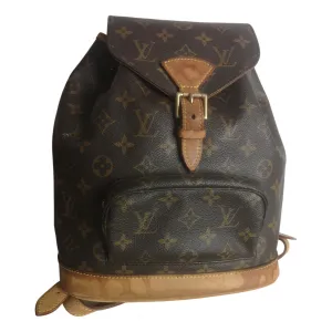 Louis Vuitton montsouris brown cloth backpacks
